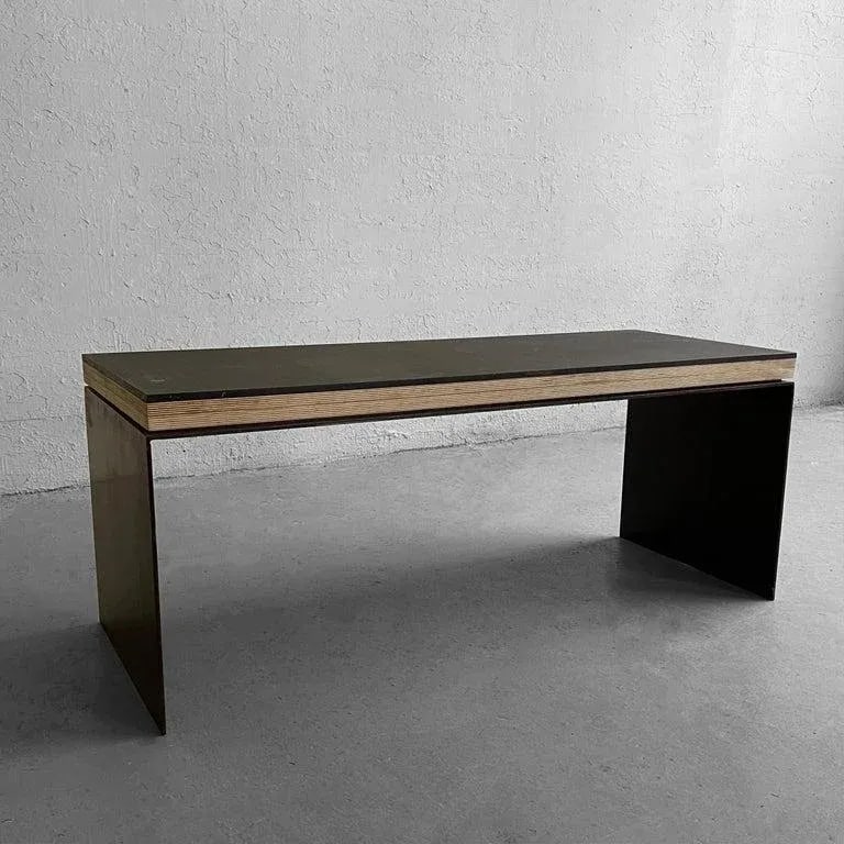1990s Industrial Artisan Custom Steel Coffee Table Bench - 3