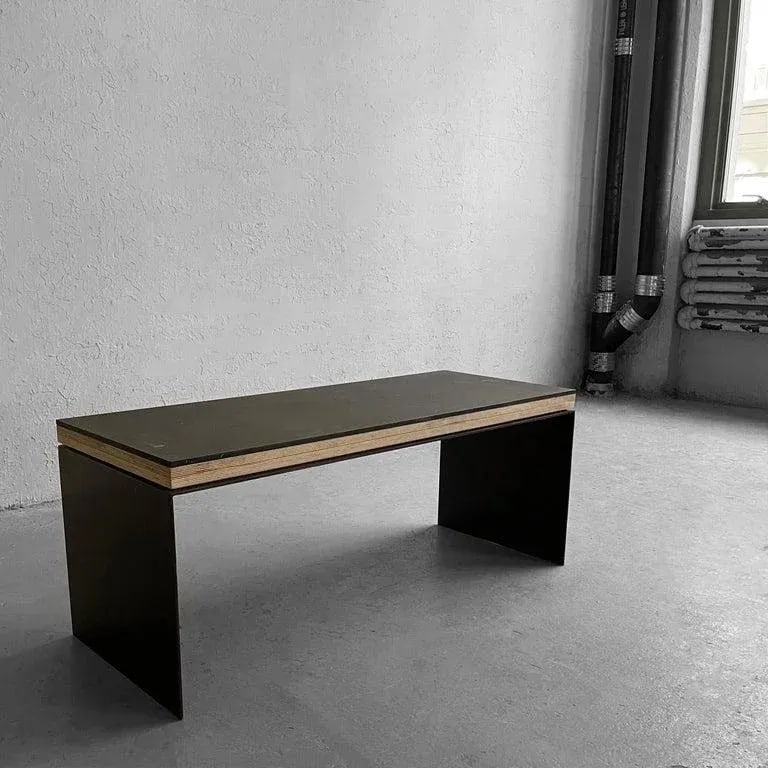 1990s Industrial Artisan Custom Steel Coffee Table Bench - 8