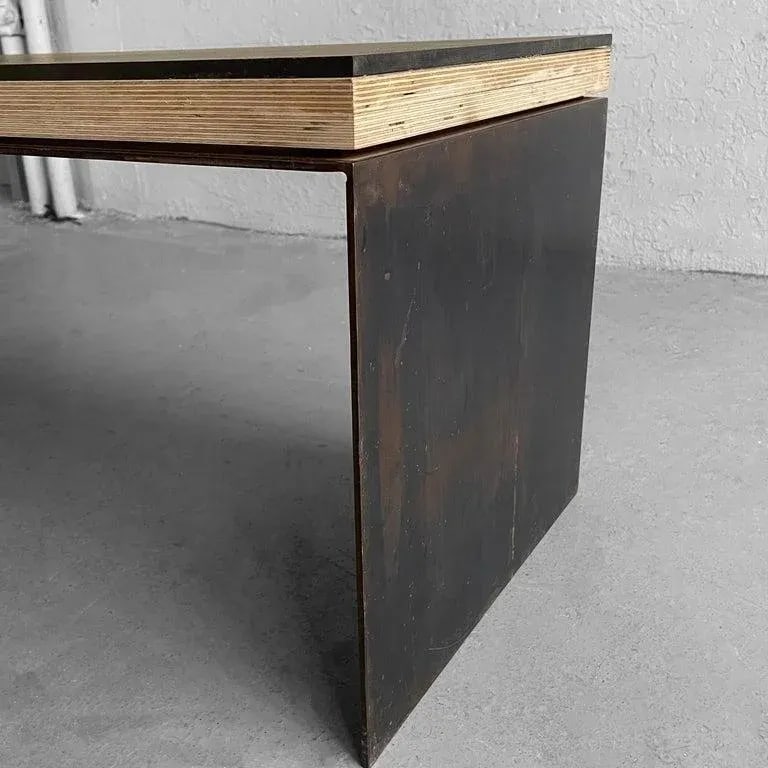 1990s Industrial Artisan Custom Steel Coffee Table Bench - 9
