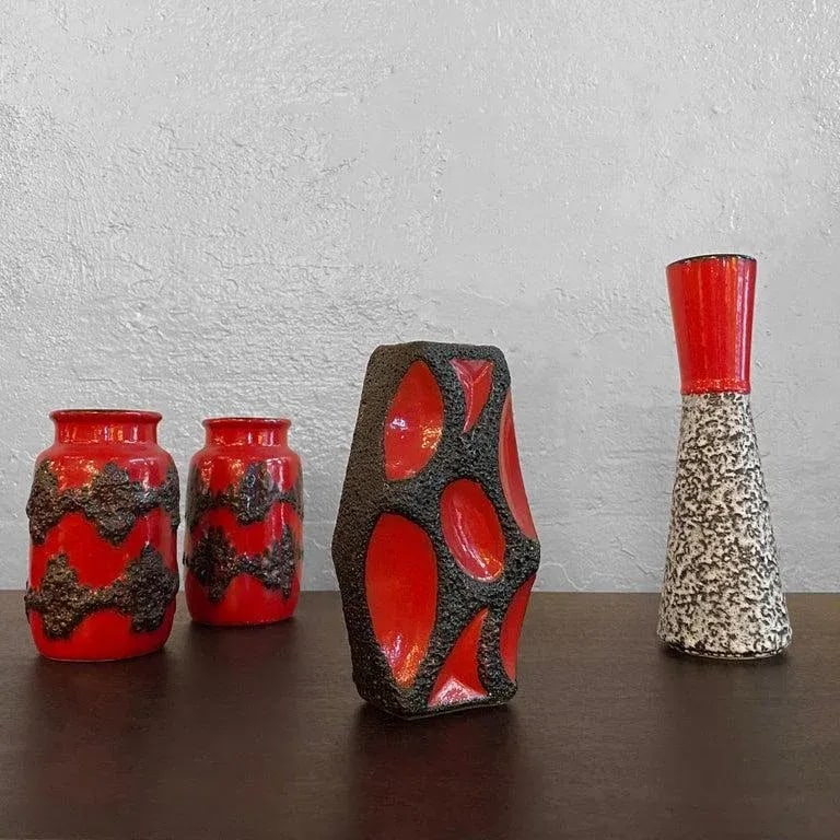 1960s Pair of Fat Lava Vases by Scheurich Keramik - 10