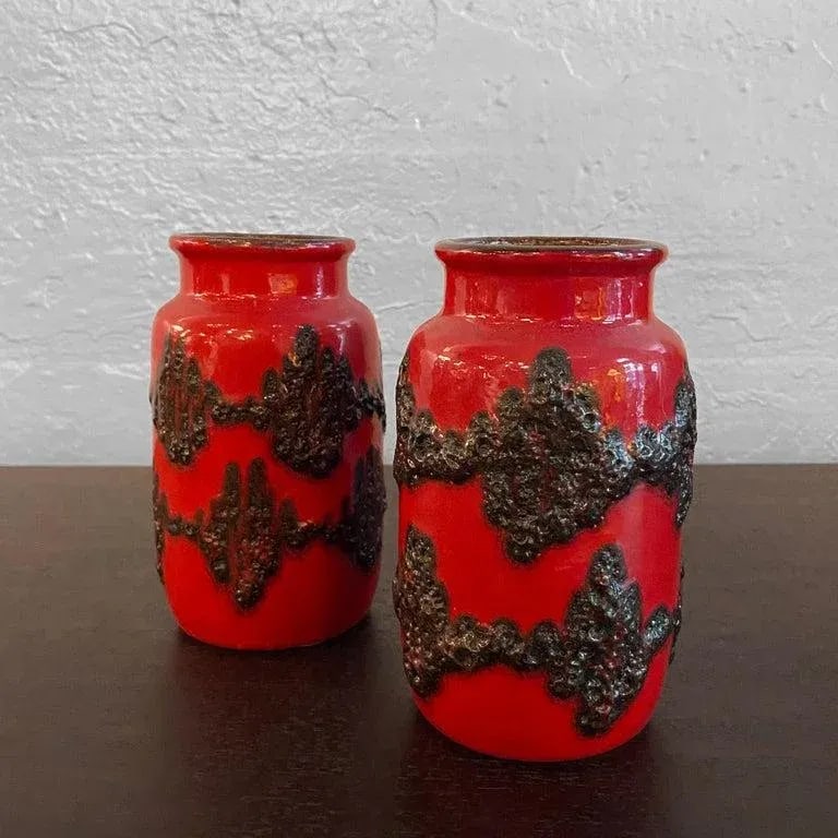 1960s Pair of Fat Lava Vases by Scheurich Keramik - 2