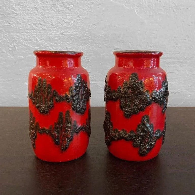 1960s Pair of Fat Lava Vases by Scheurich Keramik - 3