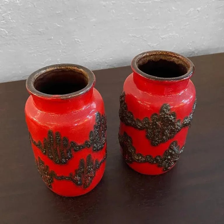 1960s Pair of Fat Lava Vases by Scheurich Keramik - 4