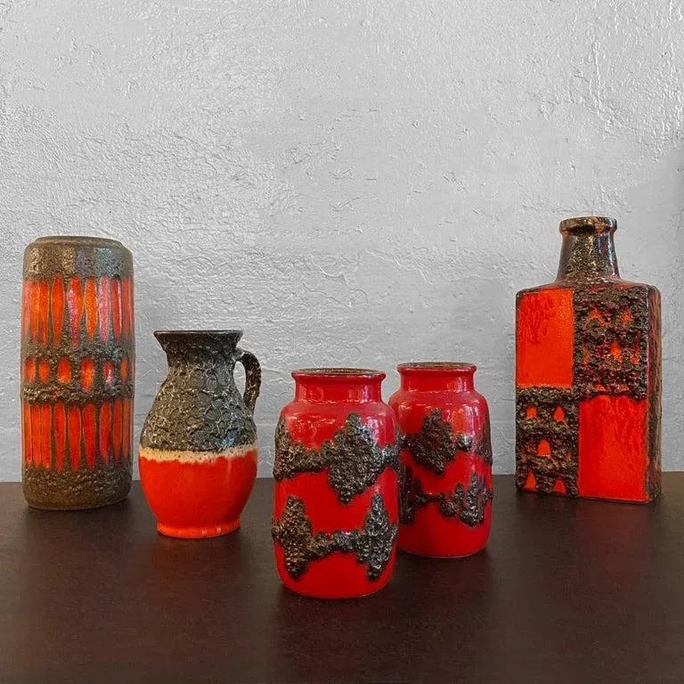 1960s Pair of Fat Lava Vases by Scheurich Keramik - 5