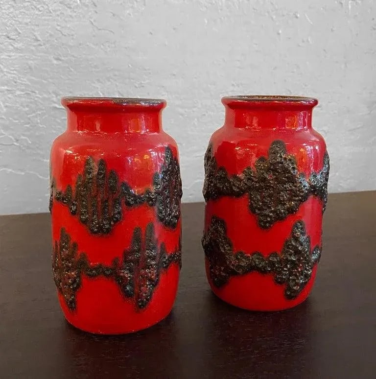 1960s Pair of Fat Lava Vases by Scheurich Keramik - 6