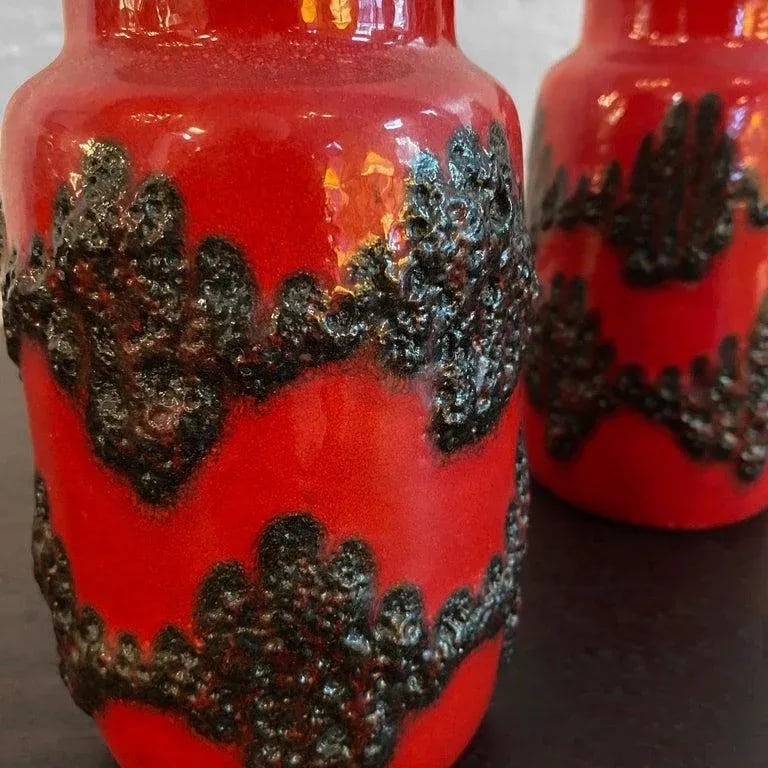 1960s Pair of Fat Lava Vases by Scheurich Keramik - 7