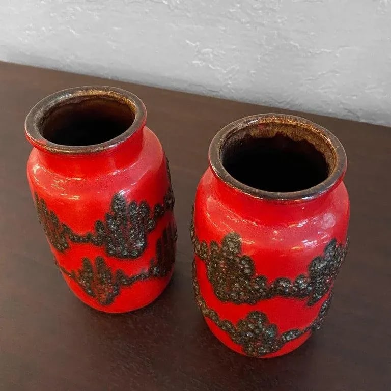 1960s Pair of Fat Lava Vases by Scheurich Keramik - 8