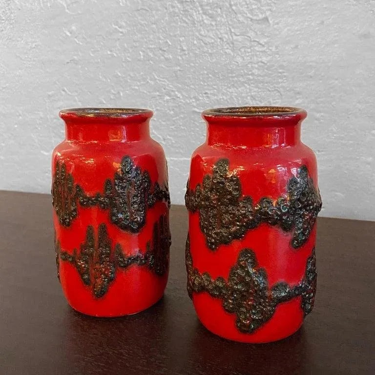 1960s Pair of Fat Lava Vases by Scheurich Keramik - 9