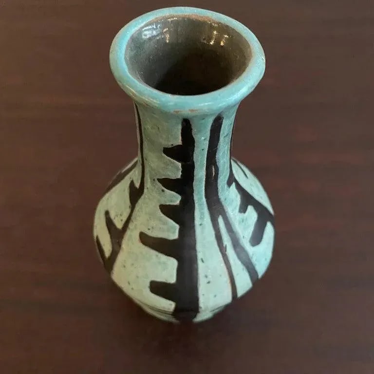 1960s Tribal Style Modern Art Pottery Vase by Livia Gorka - 11