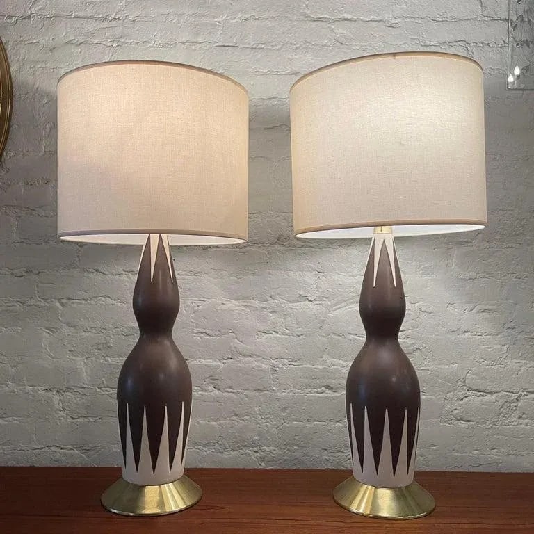 Mid-Century Modern Hourglass Table Lamps Attributed to Gerald Thurston - a Pair - 3