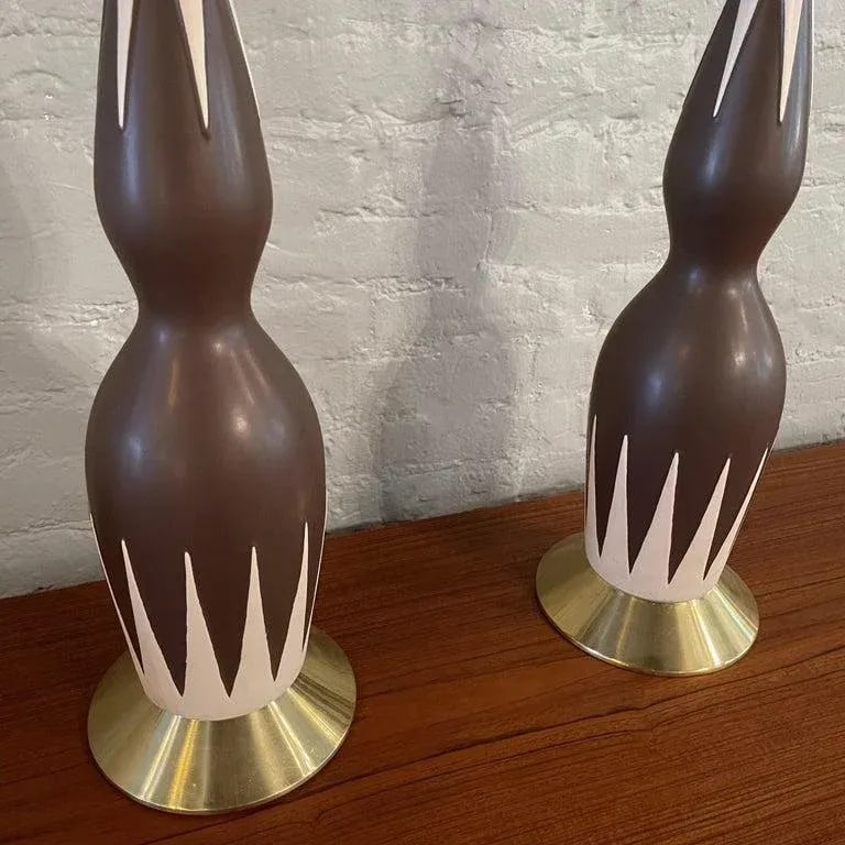 Mid-Century Modern Hourglass Table Lamps Attributed to Gerald Thurston - a Pair - 9