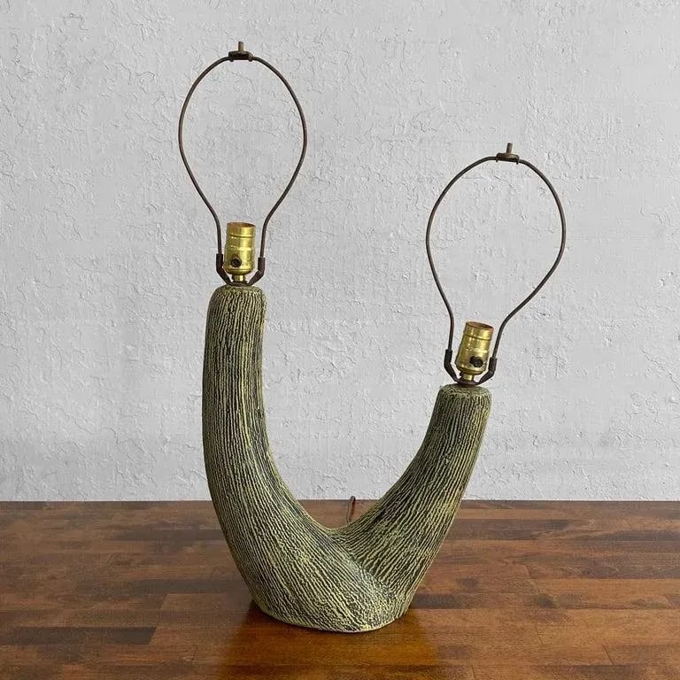 1950s Art Pottery Double Branch Table Lamp by Kelby - 2