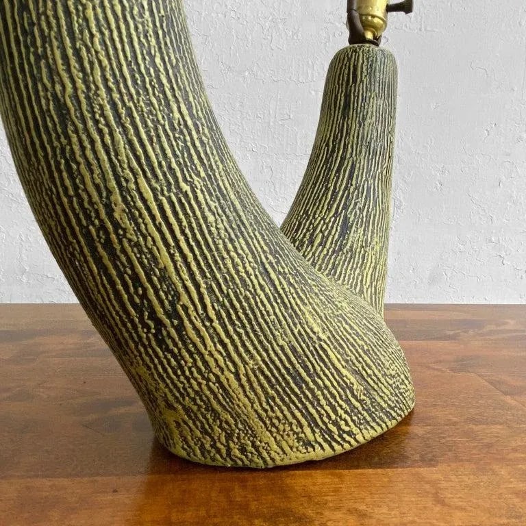 1950s Art Pottery Double Branch Table Lamp by Kelby - 4
