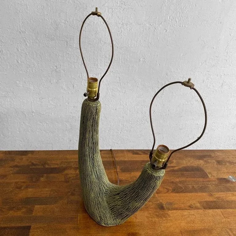 1950s Art Pottery Double Branch Table Lamp by Kelby - 8