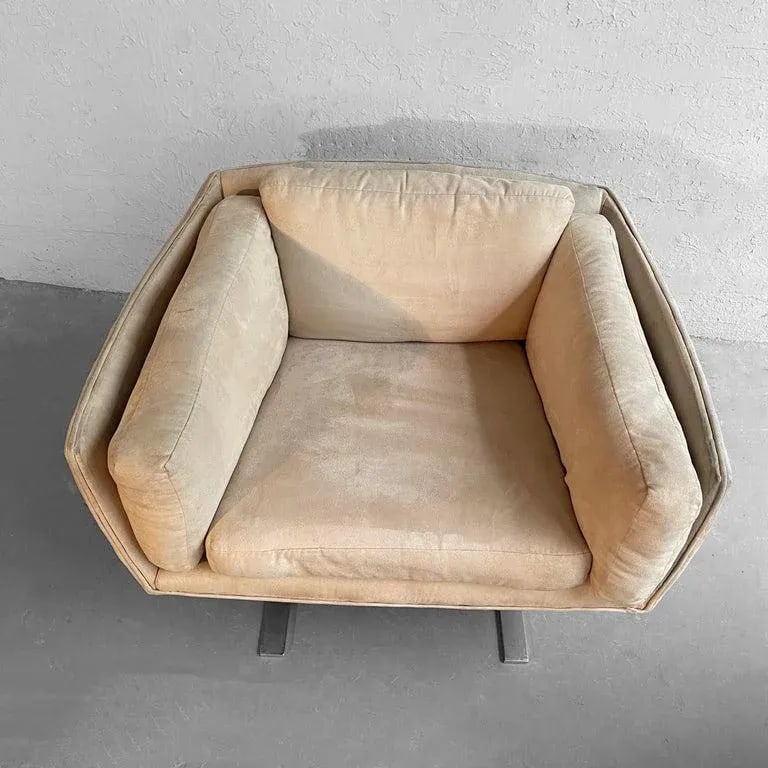 1970s Mid Century Modern Ultrasuede Chrome Club Chairs - Set of 2 - 8