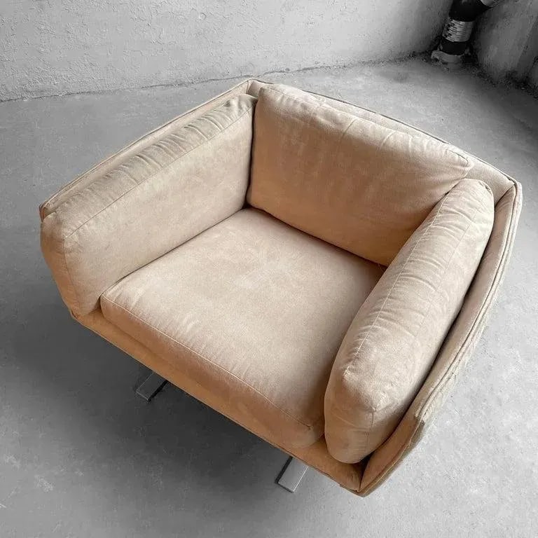 1970s Mid Century Modern Ultrasuede Chrome Club Chairs - Set of 2 - 9