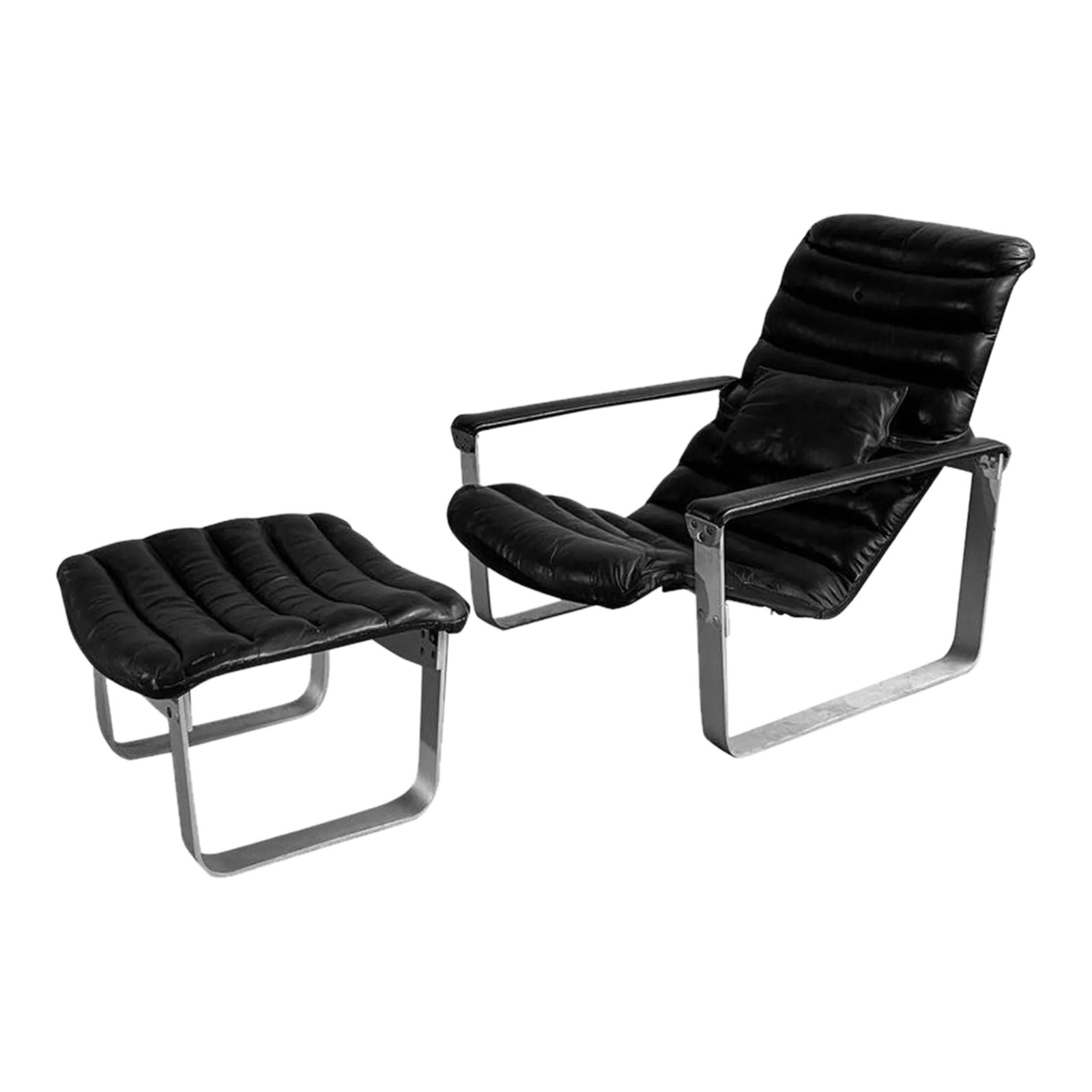 1970s Ilmari Lappalainen "Pulkka" Adjustable Lounge Chair and Ottoman (1 of 12)