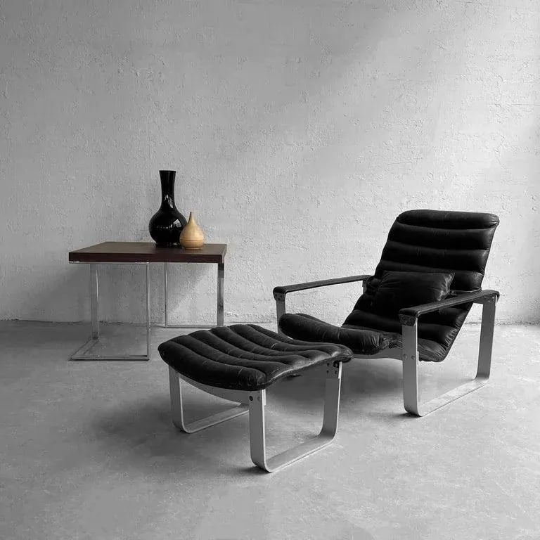 1970s Ilmari Lappalainen "Pulkka" Adjustable Lounge Chair and Ottoman - 3