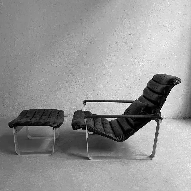 1970s Ilmari Lappalainen "Pulkka" Adjustable Lounge Chair and Ottoman - 4