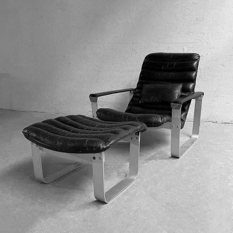 1970s Ilmari Lappalainen "Pulkka" Adjustable Lounge Chair and Ottoman - 5