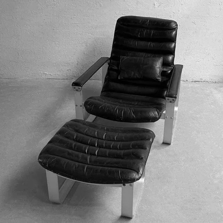 1970s Ilmari Lappalainen "Pulkka" Adjustable Lounge Chair and Ottoman - 7