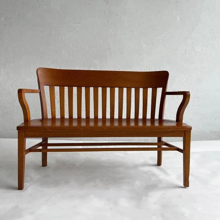 1940s Industrial Oak Court Bench - 2
