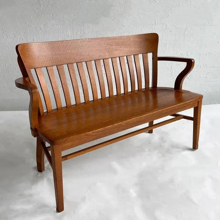 1940s Industrial Oak Court Bench - 4
