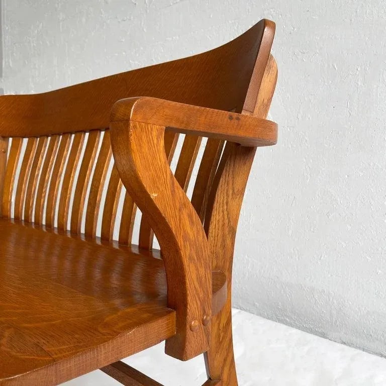 1940s Industrial Oak Court Bench - 6