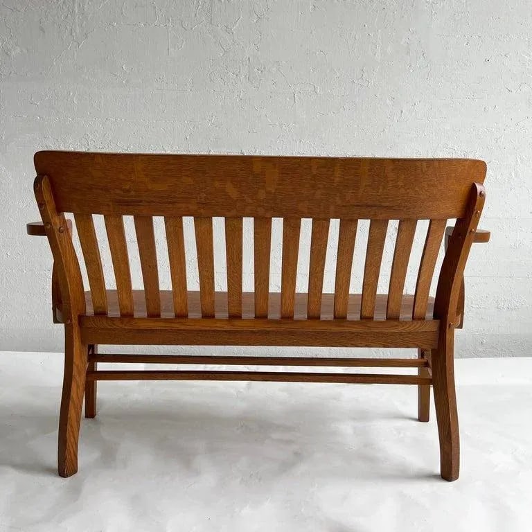 1940s Industrial Oak Court Bench - 7