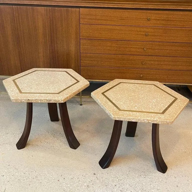 1960s Pair of Harvey Probber Hexagonal Terrazzo Side Tables - 4