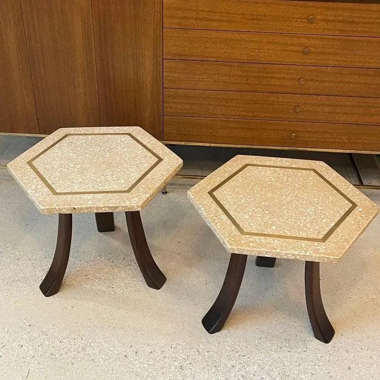 1960s Pair of Harvey Probber Hexagonal Terrazzo Side Tables - 8