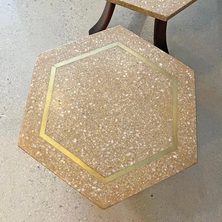 1960s Pair of Harvey Probber Hexagonal Terrazzo Side Tables - 9