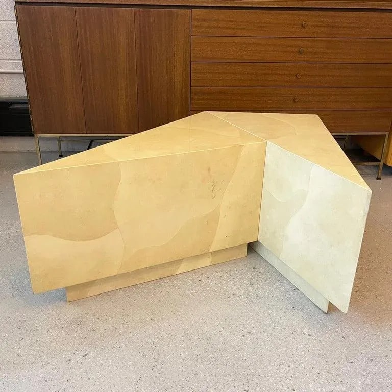 1970s Pair Goat Skin Triangular Modular Coffee Side Tables by Aldo Tura - 6