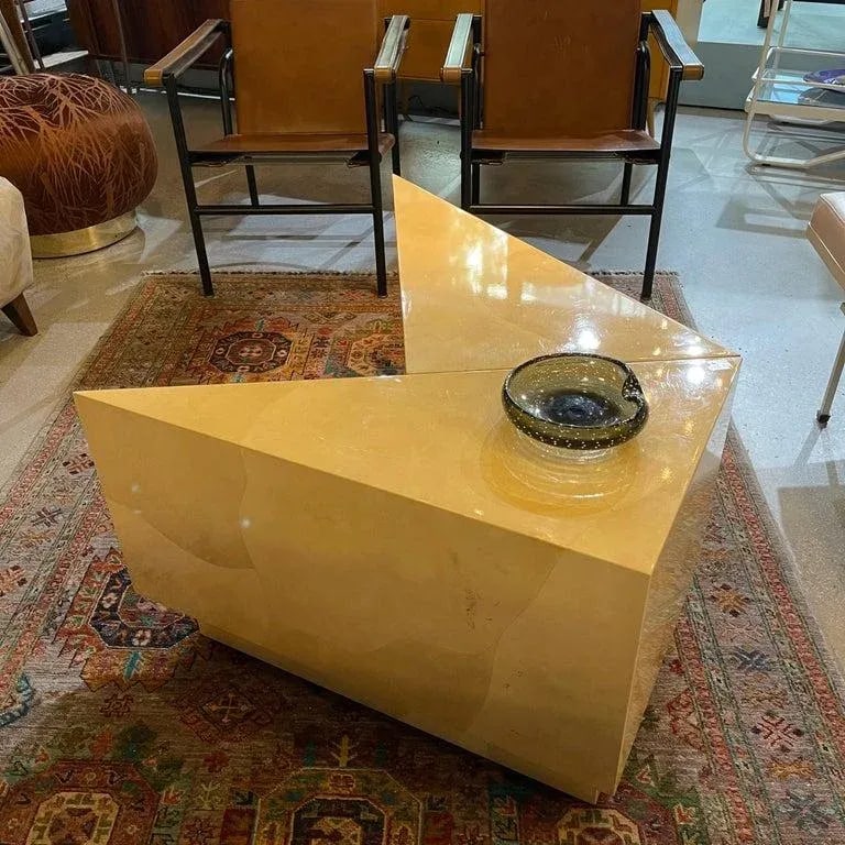 1970s Pair Goat Skin Triangular Modular Coffee Side Tables by Aldo Tura - 7