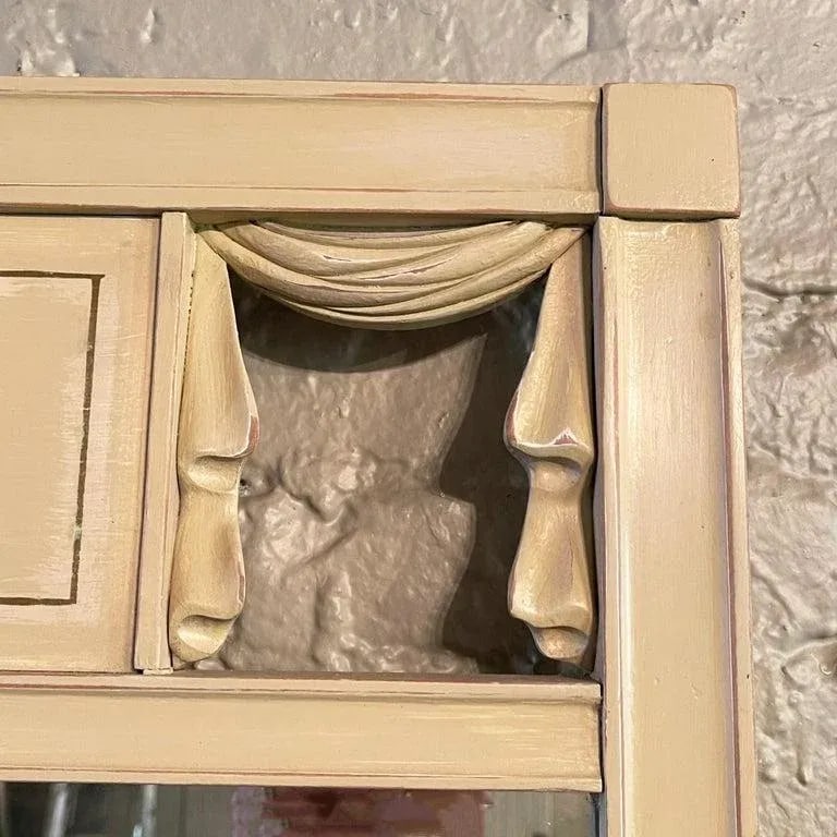 1940s Hollywood Regency Painted Wood Curtain Motif Wall Mirror - 6