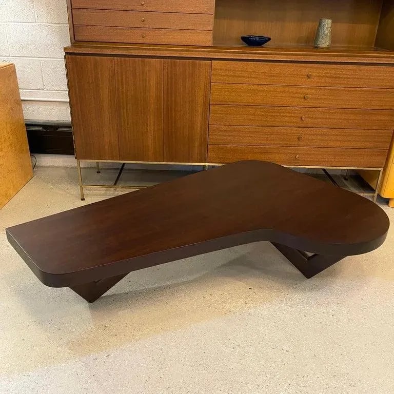 1950s Mid-Century Modern Piano Shape Mahogany Coffee Table - 8