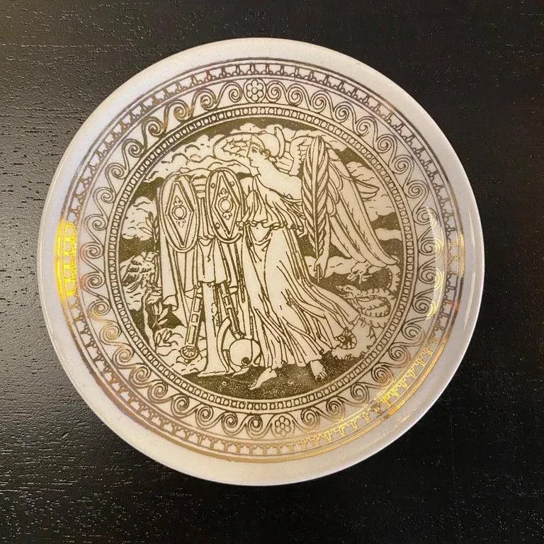 1960s Set of 5 Piero Fornasetti Mitologia Gilt Porcelain Plates, Italy - 9