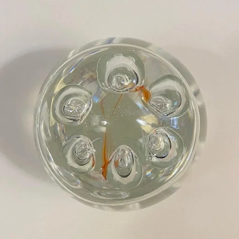 1980s Clear Hand Blown Art Glass Paperweight - 8