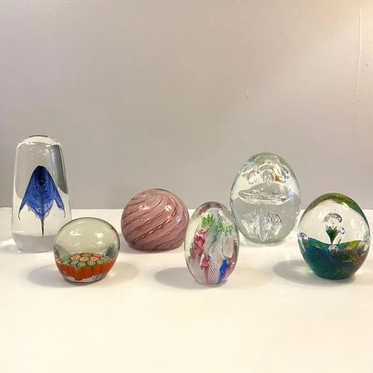 1980s Italian Murano Style Rainbow Bubble Art Glass Paperweight - 10