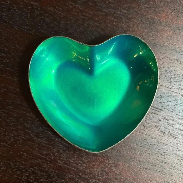 Trio of Danish Modern Enameled Sterling Silver Metal Heart Dishes - 7