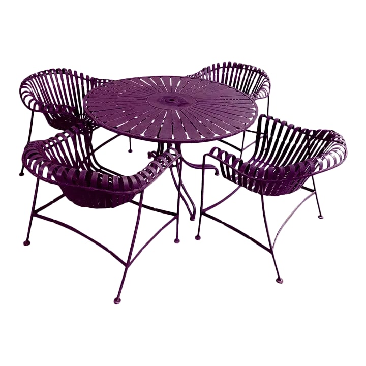 1950s Woodard Sunburst Wrought Iron Outdoor Patio Dining Set (1 of 11)