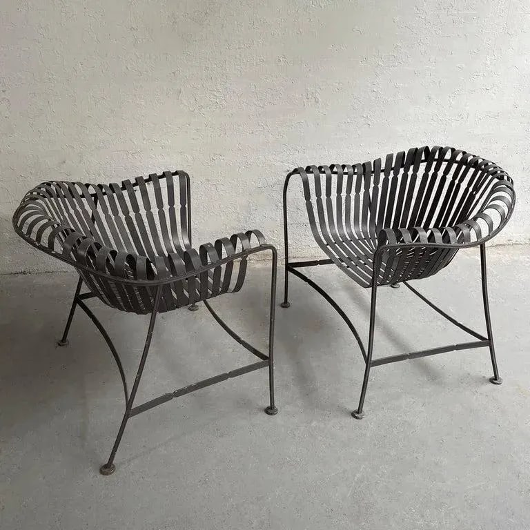 1950s Woodard Sunburst Wrought Iron Outdoor Patio Dining Set - 5