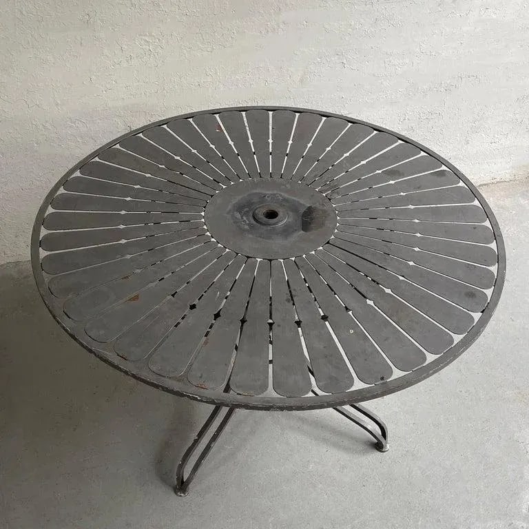 1950s Woodard Sunburst Wrought Iron Outdoor Patio Dining Set - 8