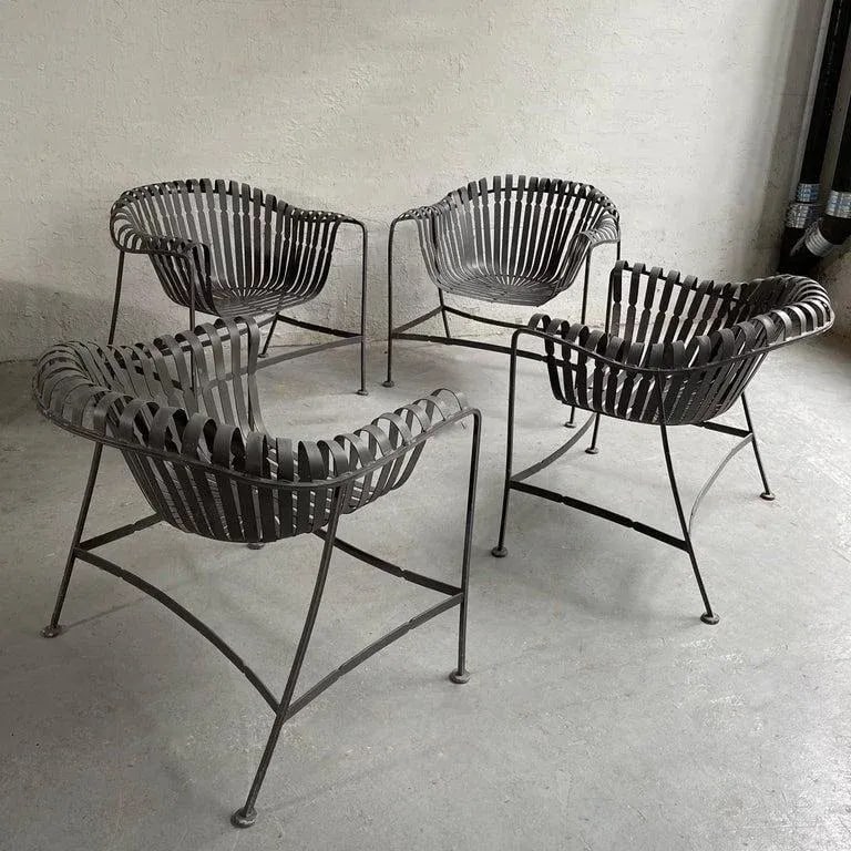 1950s Woodard Sunburst Wrought Iron Outdoor Patio Dining Set - 9