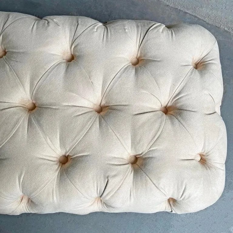 1990s Cream Tufted Ultrasuede Shlomi Haziza Bench - 6
