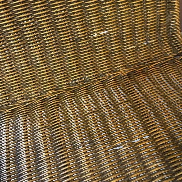 1920s Art Deco Maple Wicker Lounge Chair Ottoman Set - 4