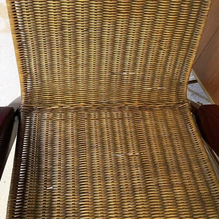 1920s Art Deco Maple Wicker Lounge Chair Ottoman Set - 5