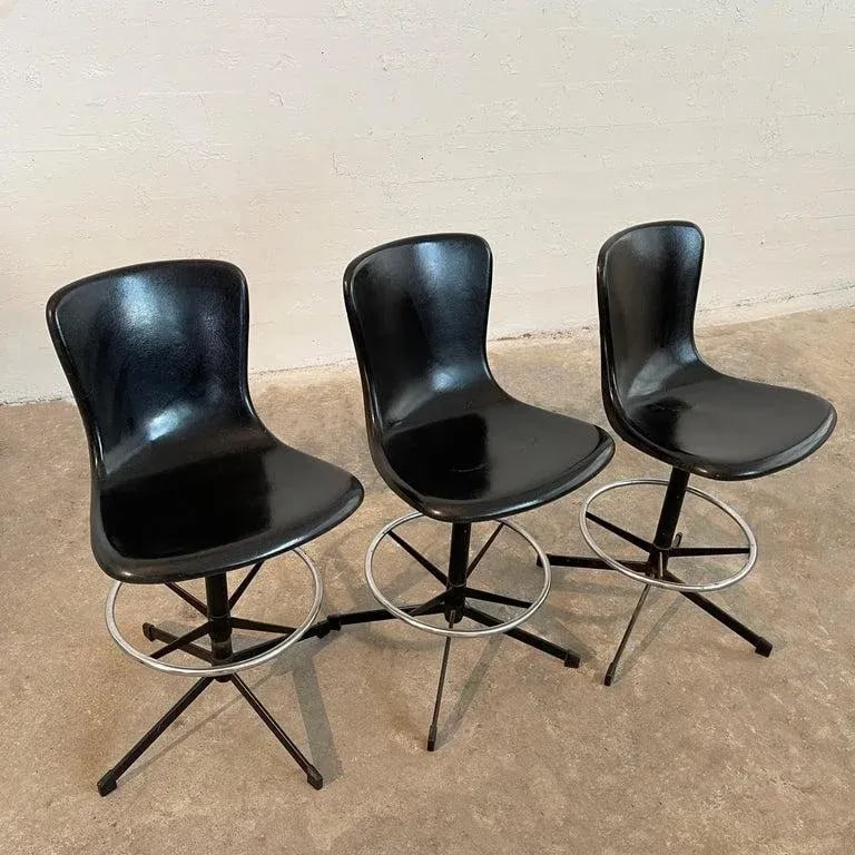 1960s Mid-Century Modern Fiberglass Counter Stools by Cosco - Set of 3 - 8