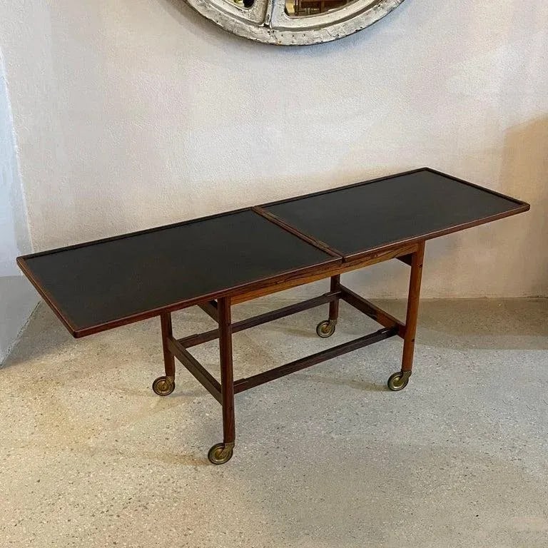 1960s Danish Modern Rosewood Extension Side Table Trolley by Kurt Ã–stervig - 3