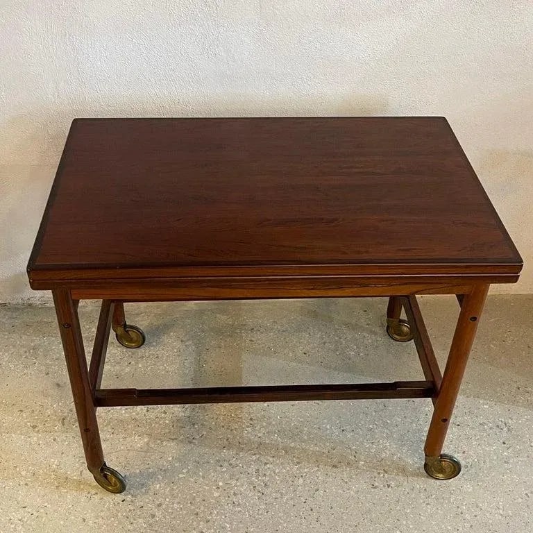 1960s Danish Modern Rosewood Extension Side Table Trolley by Kurt Ã–stervig - 5